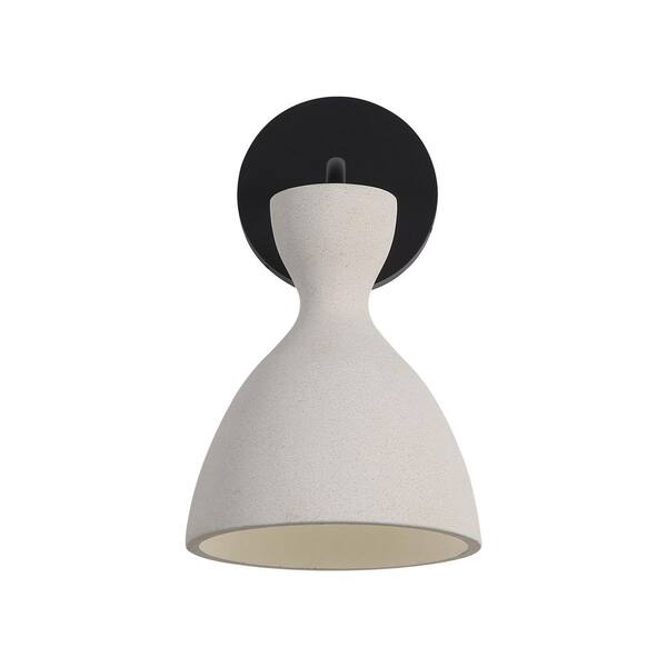 Golden Lighting - Aethera 7 in. White Sandstone Cement Outdoor Hardwired Wall Sconce with LED Bulbs Included