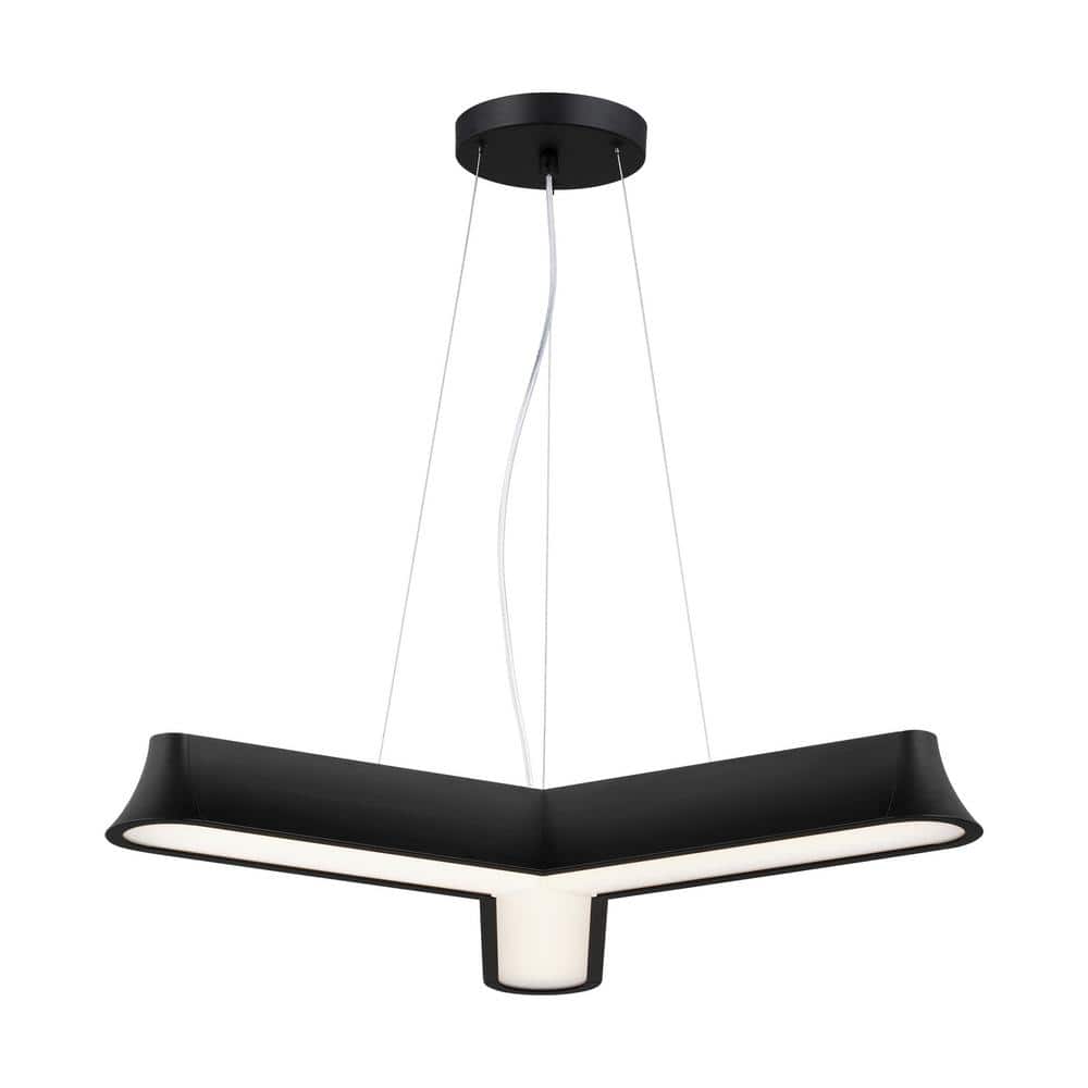 Alta Midnight Black Geometric LED Chandelier with Plastic Shade