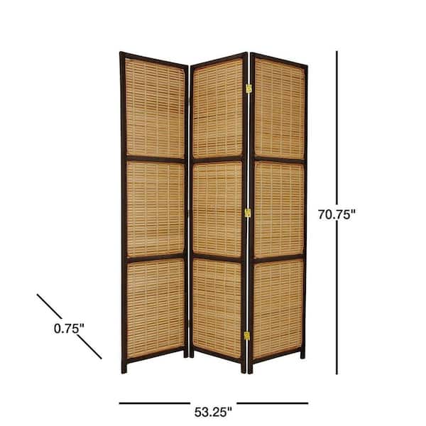 6 ft. Dark Brown 3-Panel Room Divider