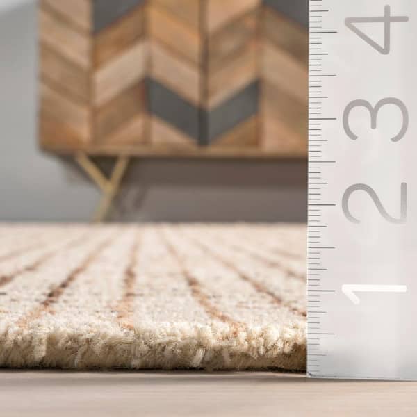 Melrose Checked Wool Cream 3 ft. x 5 ft. Indoor/Outdoor Patio Rug