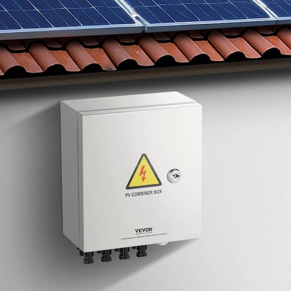 PV Combiner Box 4 String Solar Combiner Box with 15 Amp Rated Current Fuse Lightning Arrester Solar Connector