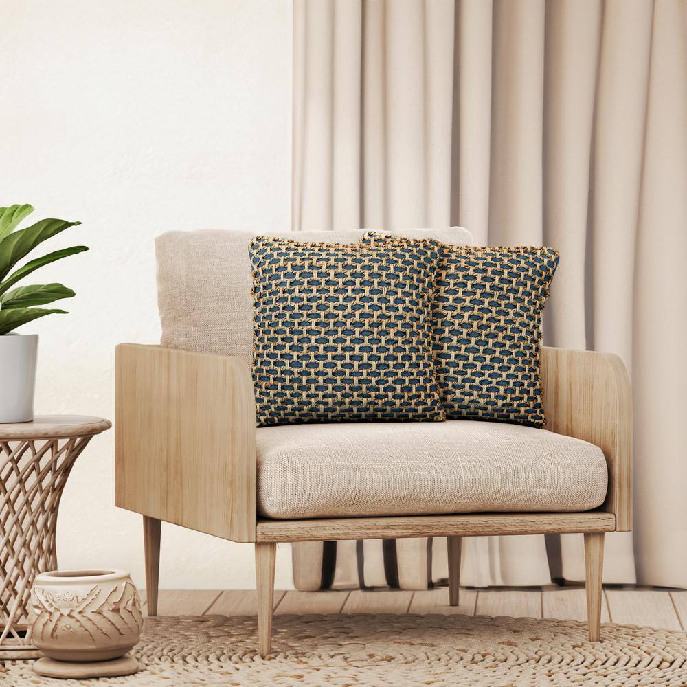 Indigo and Jute 20" Cotton Euro Pillow Covers Set