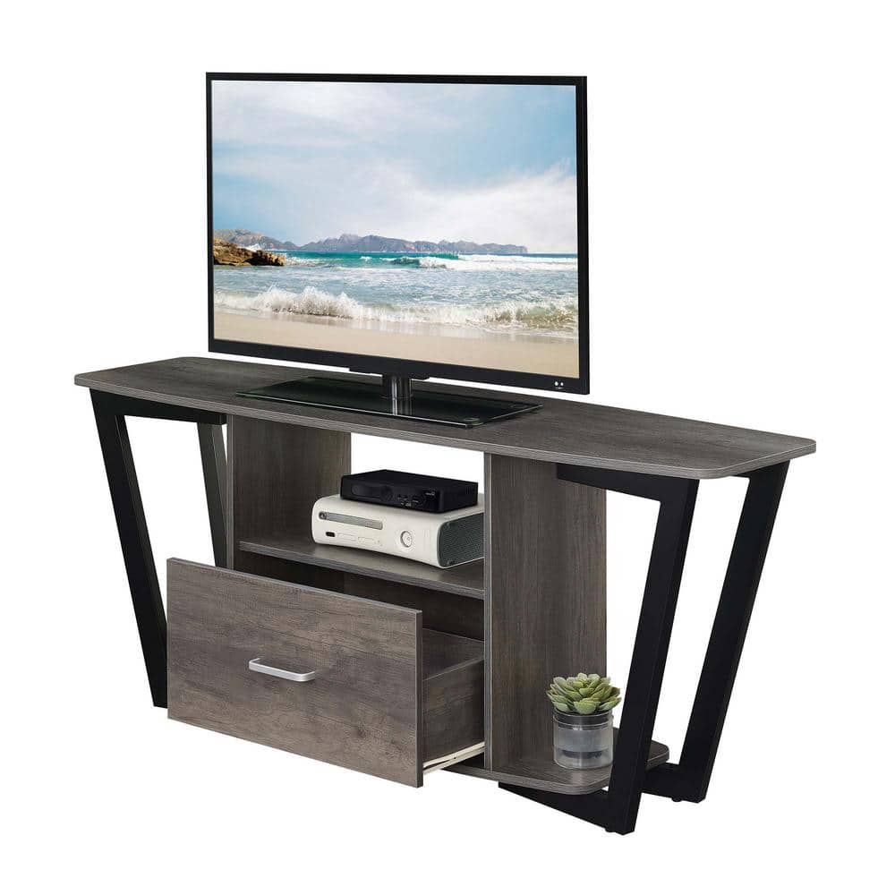 Charcoal Gray 58" Urban Industrial TV Stand with Cabinet