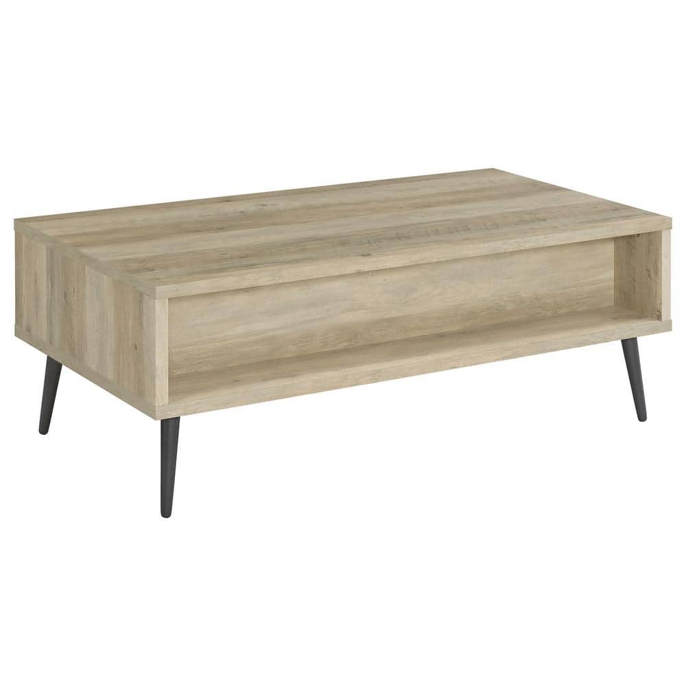 Mid-Century Modern Pine and Gray Wood Coffee Table with Storage