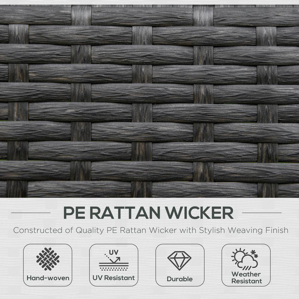 Ergonomic Grey Wicker Rocking Chair with Padded Cushions