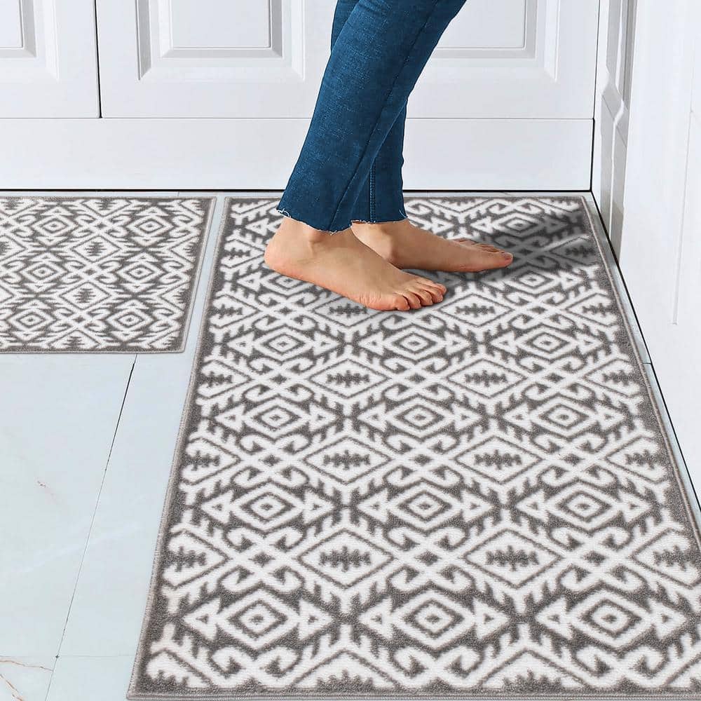 The Sofia Rugs Absorbent and Non-Slip 2 Piece Kitchen Rug Set - 20-inx48-in  and 20-inx30-in - Machine Washable - High-Traffic Area Rugs for Entryways  and Bathrooms in the Bathroom Rugs & Mats