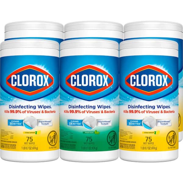 75-Count Crisp Lemon and Fresh Scent Bleach Free Disinfecting Cleaning Wipes (6-Pack)
