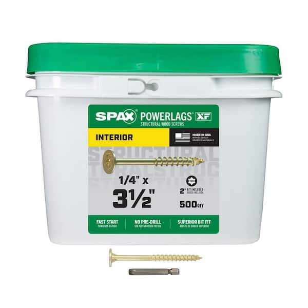 1/4 in. x 3-1/2 in. Powerlags XF Interior T40 T-Star Pancake Head Structural Wood Lag Screws (500 Pieces)
