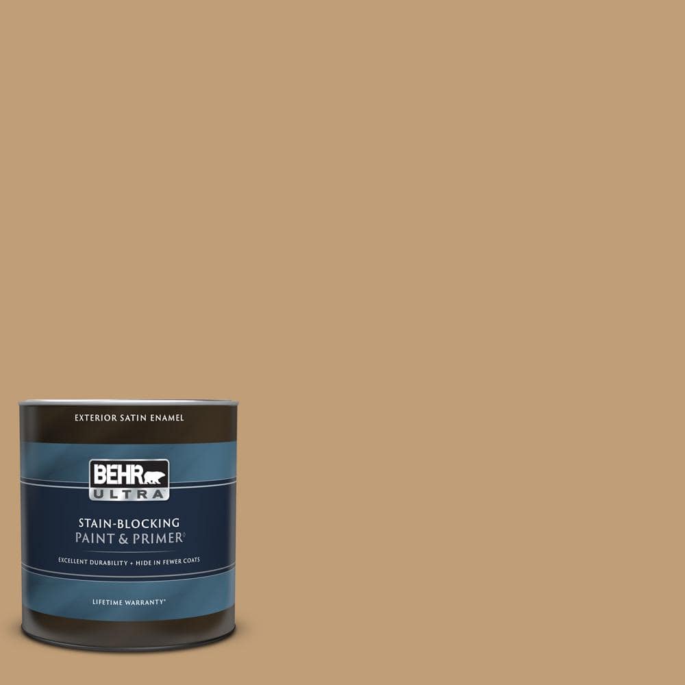 BEHR ULTRA 1 qt. #300F-4 Almond Toast Satin Enamel Exterior Paint ...