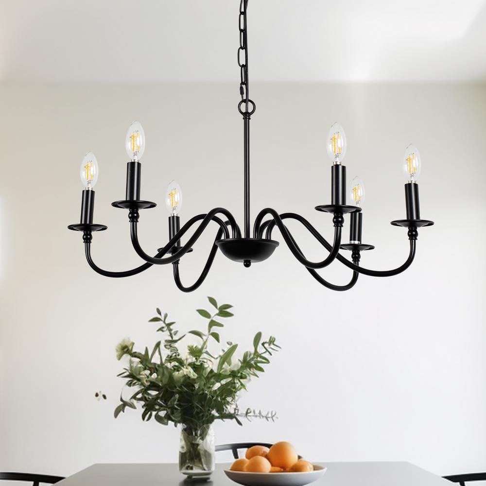 6-Light Black lron Candle Chandelier for Dining Room Living Room price history on PriceWatchPro