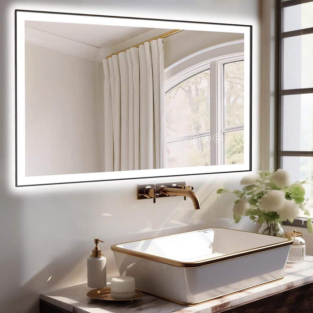 48 in. W x 30 in. H Rectangular Frameless LED Wall Bathroom Vanity Mirror with 3 Color Modes in White price history on PriceWatchPro