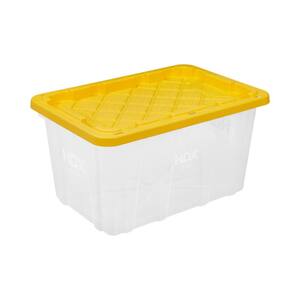 27 Gal. Tough Storage Tote in Clear with Yellow Lid