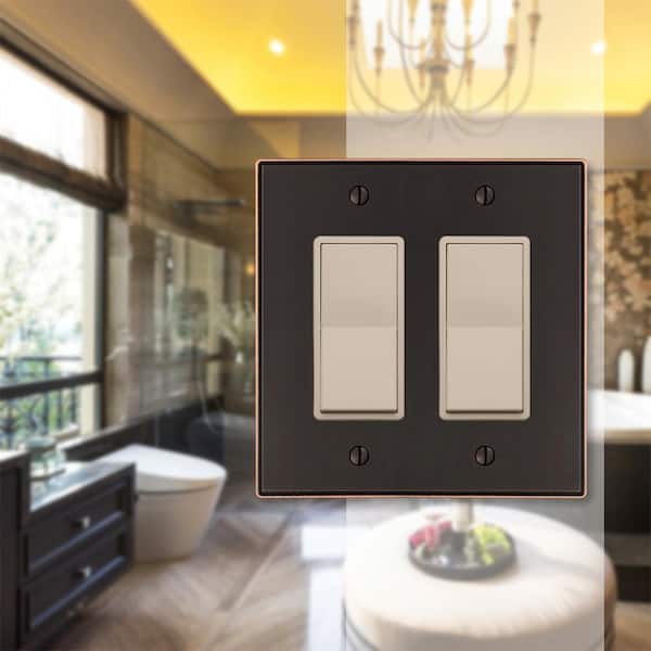 Ansley 2 Gang Rocker Metal Wall Plate - Aged Bronze