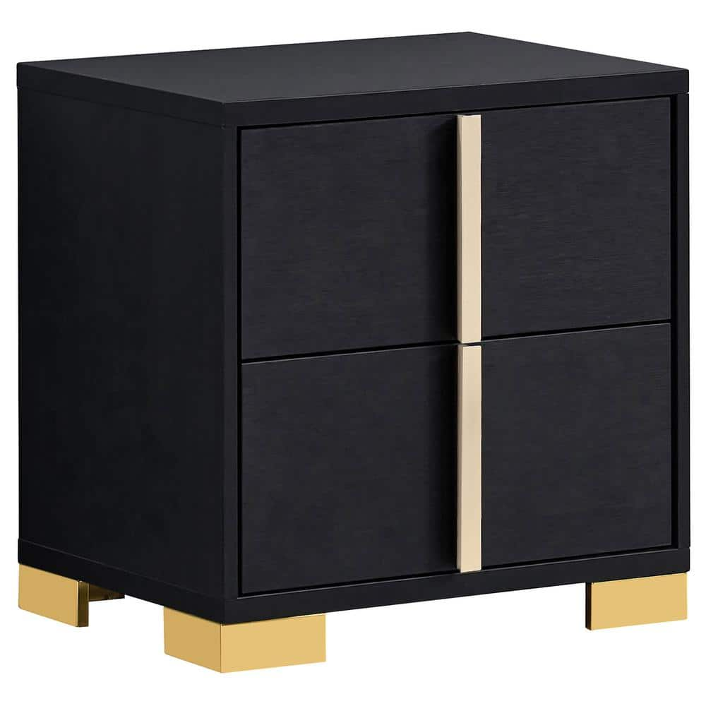 Coaster Marceline Black and Gold 2-Drawer Nightstand