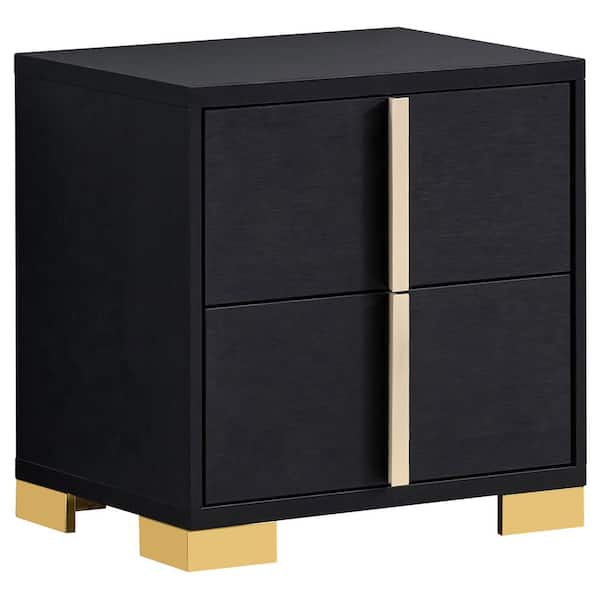 Coaster Marceline Black and Gold 2-Drawer Nightstand