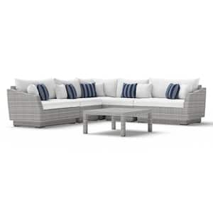 Cannes 6-Piece Wicker Outdoor Sectional Set with Sunbrella Centered Ink Cushions