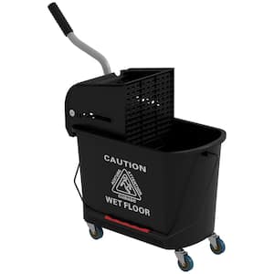 5 gal. Mop Bucket with Wheels, Separate Dirty and Clean Water, Black