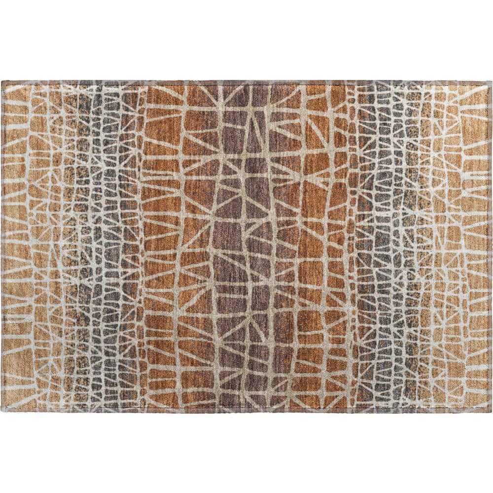 Mayfield Premium Machine Washable Abstract AMF2404 Copper 3 ft. x 4 ft. Area Rug price history on PriceWatchPro