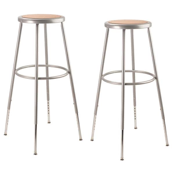 32 in. - 39 in. Height Grey Adjustable Heavy-Duty Steel Stool (2-Pack)