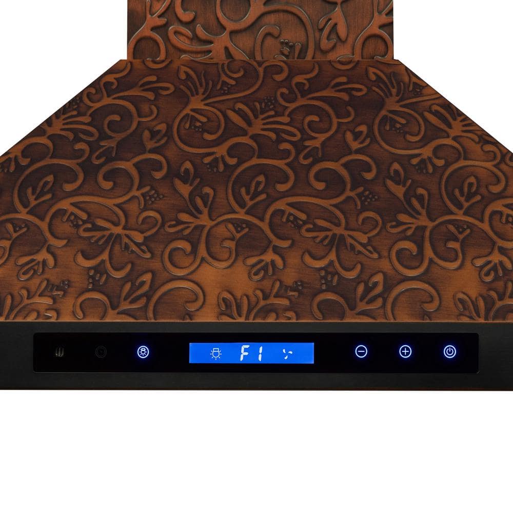30-Inch Embossed Copper Convertible Wall Mount Range Hood