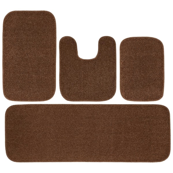 Garland Rug Gramercy Cinnamon Brown Solid Plush Rectangle 4-Piece (No Lid) Bath Rug Set