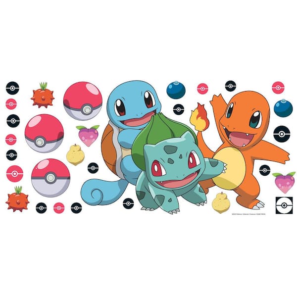 RoomMates Multi-colored Pokemon Squirtle Charmanader and Bulbasaur Giant Wall Decals