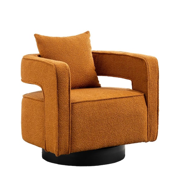 Unbranded Swivel Accent Open Back Chair Brown Modern Comfy Sofa Chair with Black Base Nursery Leisure Arm Chair Include Pillow