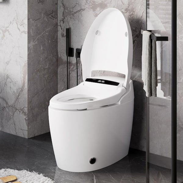 FUFU&GAGA 12 in. 1-Piece 1.28 GPF Dual Flush Elongated Bowl Toilet