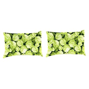 19 in. L x 12 in. W x 5.5 in. T Outdoor Lumbar Throw Pillow in Hydrangea Forest Green (2-Pack)