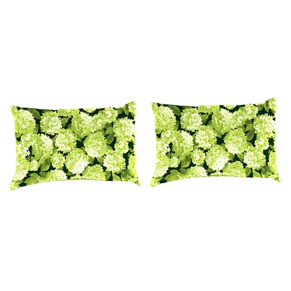 Jordan Manufacturing 19 in. L x 12 in. W x 5.5 in. T Outdoor Lumbar Throw Pillow in Hydrangea Forest Green (2-Pack)