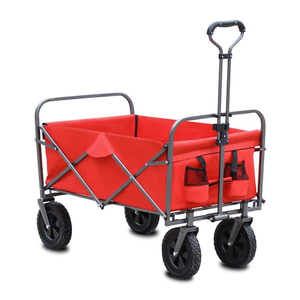 Miscool 3.8 cu. ft. Oxford Fabric Metal Steel Frame Wagon Heavy-Duty Folding Portable Hand Garden Cart with Universal Wheels