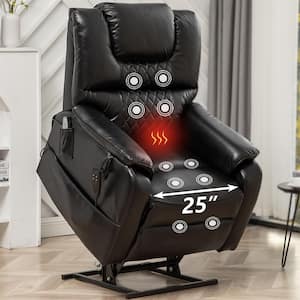 Exclusive Big and Tall Faux Leather Dual Motor Power Lift Recliner Chair with Massage,Heating System -Black