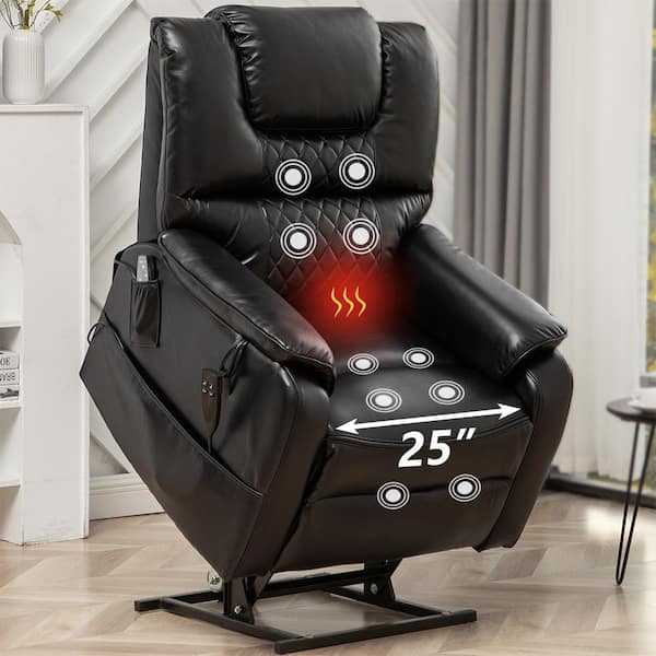 aisword Exclusive Big and Tall Faux Leather Dual Motor Power Lift Recliner Chair with Massage,Heating System -Black