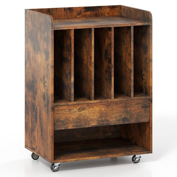 Hongge Record Player Stand with Drawer and Record Holder for