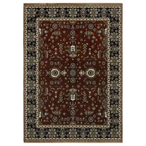 Victoria Red/Navy 7 ft. x 10 ft. Vintage Oriental Traditions Polyester Fringed-Edge Indoor Area Rug