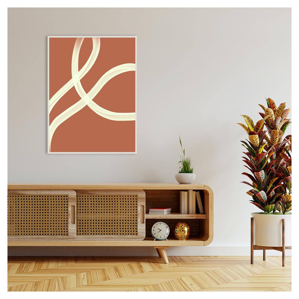 Large Beaded Framed Abstract Canvas Wall Art in Beige and Brown