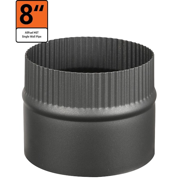 AllFuel 8 in. x 8 in. Single Wall Black Chimney Pipe Adapter