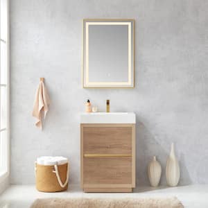 Palencia 24 in. W x 20 in. D x 33.9 in. H Bath Vanity in North American Oak with White Composite Integral Sink and Top