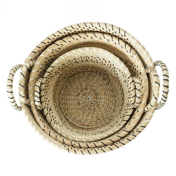 Hanging Natural Woven Seagrass Flat Baskets Wicker Wall Basket Decor (Set  of 3) CY8LD8S2J9 - The Home Depot