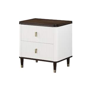 Carena White and Brown Finish 2 Drawer 25.5 in. W Nightstand