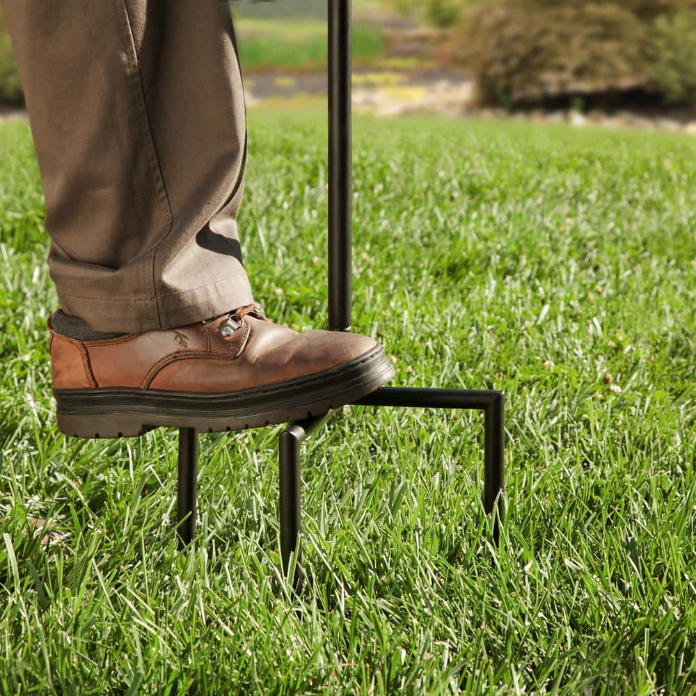 Black Steel Garden Hose Stand with Galvanized Star