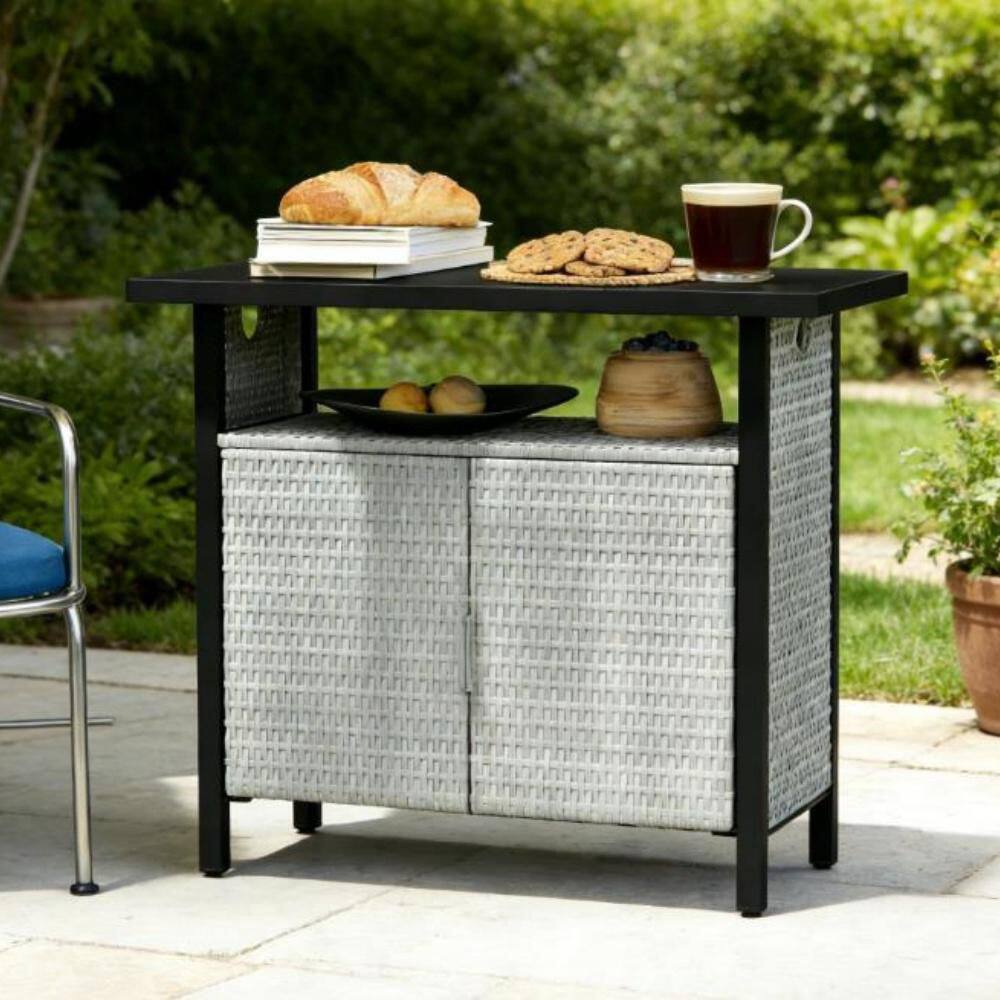 Gray Steel Outdoor Coffee Table with Storage Cabinet for Backyard price history on PriceWatchPro