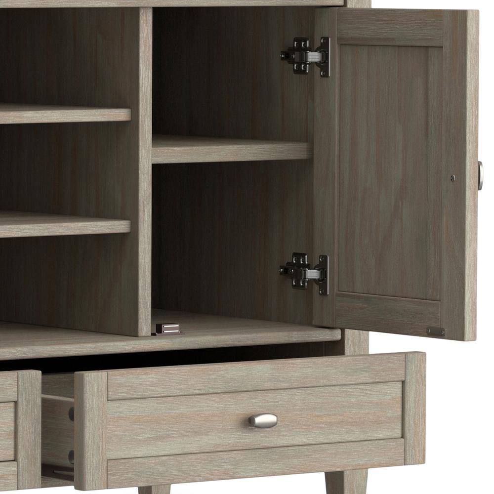 Distressed Gray Pine 47" TV Cabinet with Adjustable Shelves