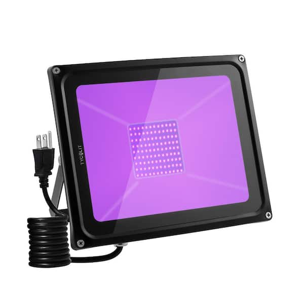 TYCOLIT 100-Watt 120-Degree Black Integrated LED Outdoor Flood Light Purple Light with Adjustable Bracket