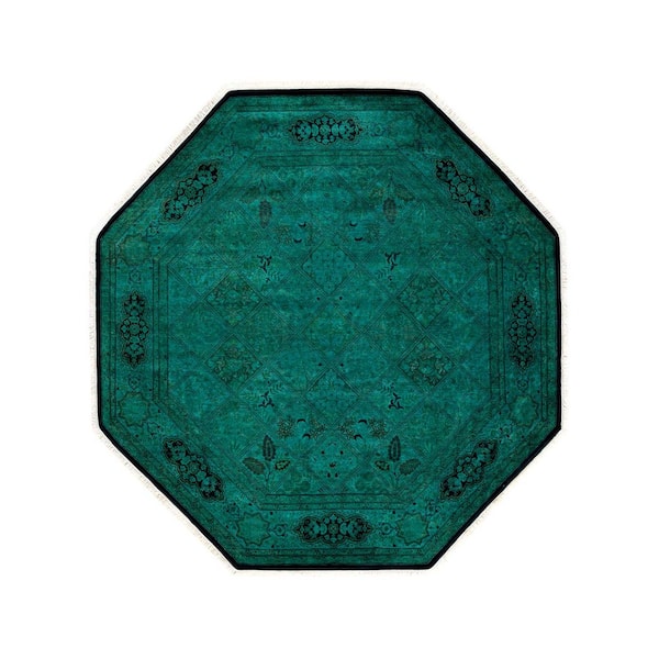 Overdyed Green 6 ft. x 6 ft. Solid Wool Indoor Area Rug