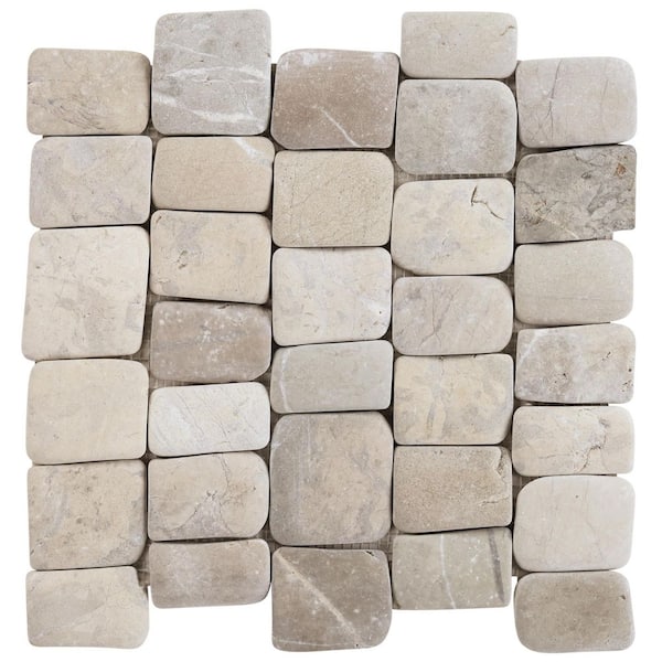Countryside Pathway Pram Gray 6 in. x 0.47 in. Natural Stone Mosaic Wall Tile Sample