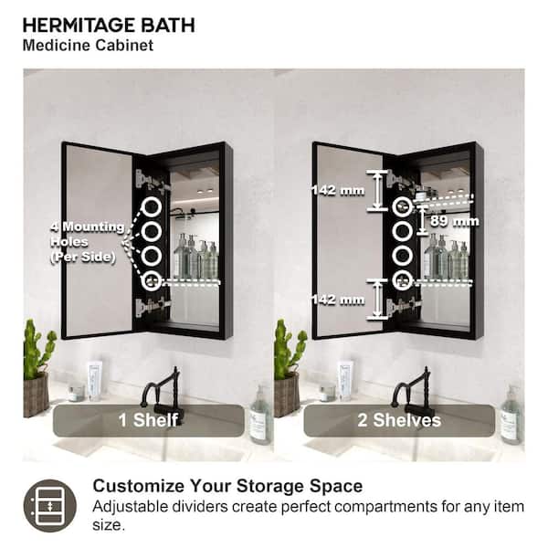 Flicker 12 in. W x 24 in. H Rectangular Aluminum Recessed/Surface Mount Medicine Cabinet with Mirror in Black