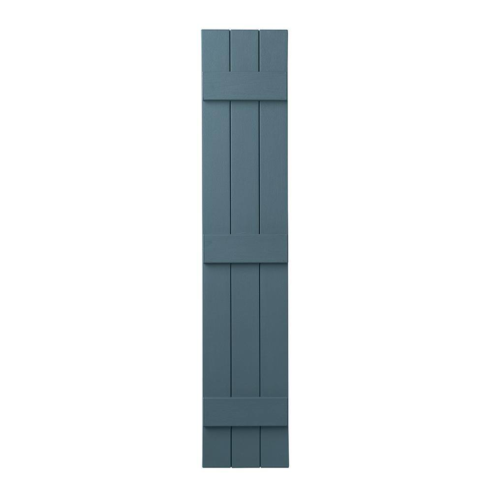 11 in. x 55 in. Polypropylene Plastic 3-Board Closed Board and Batten Shutters Pair in Coastal Blue