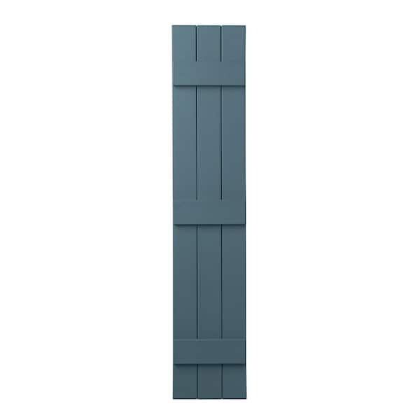 Ply Gem 11 in. x 63 in. Polypropylene Plastic 3-Board Closed Board and Batten Shutters Pair in Coastal Blue
