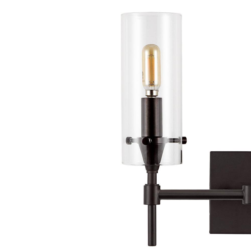 Cato Modern 13.5" Oil-Rubbed Bronze LED Vanity Light with Clear Glass